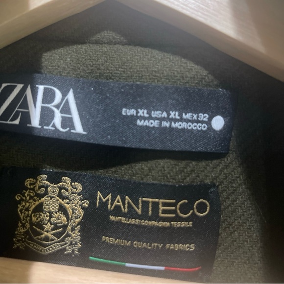 ZARA X MANTECO Italian Wool Army Green Double Breasted Pea Coat XL Blogger Favor - Picture 5 of 11
